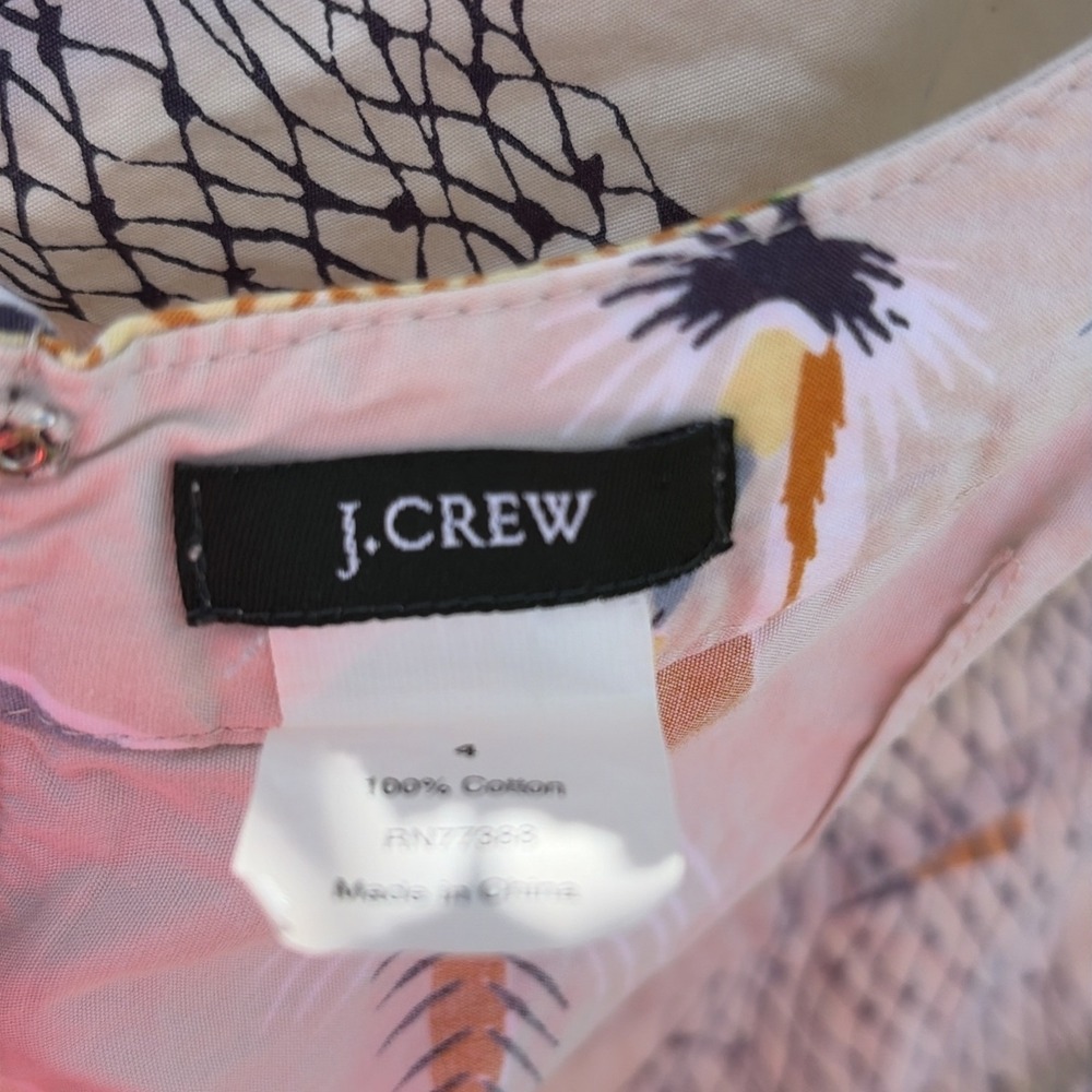 J.CREW Fishing Print Dress Size 4 Cotton Sundress Salt Water Fish Marlin Trout - Picture 15 of 16